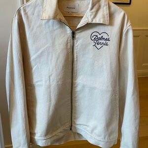 Palmes Tennis Cream Bomber Zip up Jean Jacket medium off white LOVE